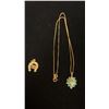 Image 1 : APPROX 10K CHAIN (16") WITH APPROX 14K PENDANT SET WITH EMERALDS AND DIAMONDS & APPROX 10K GOOD