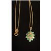 Image 3 : APPROX 10K CHAIN (16") WITH APPROX 14K PENDANT SET WITH EMERALDS AND DIAMONDS & APPROX 10K GOOD