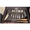 Image 5 : CUTLERY & MORE; NORTHUMBRIA NORMANDY ROSE STERLING SILVER CUTLERY SET WITH CASE & SHEFFIELD CARVING
