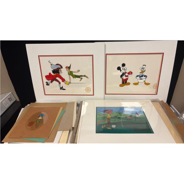 ART FOLIO WITH PRINTS & ORIGINAL ART; ANIMATION SCENES, CARTOON CHARACTERS, FEMALE SKETCHES,