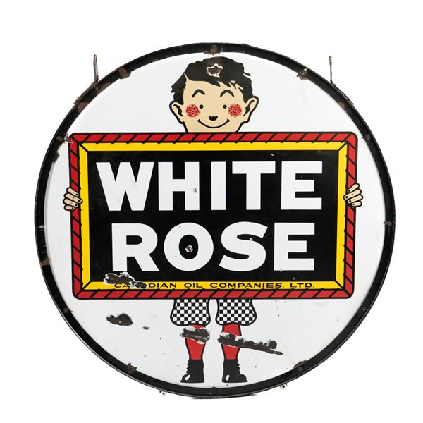 48" White Rose DSP Porcelain Advertising Sign