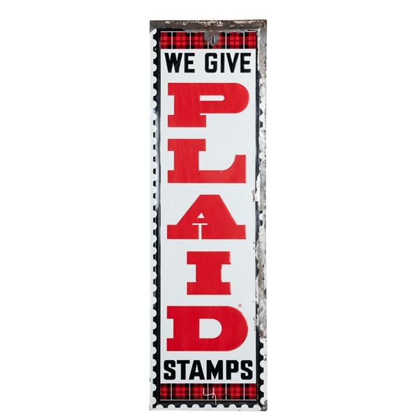 We Give Plaid Stamps SST Embossed Advertising Sign