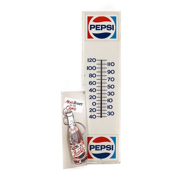 Vintage Pepsi Cola Metal Advertising Thermometer