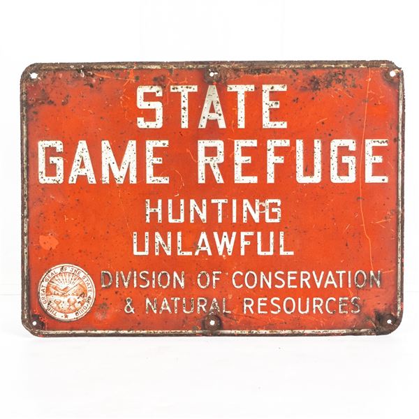 Ohio State Game Refuge Warning Embossed Tin Sign