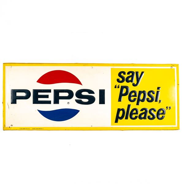 "Say PEPSI Please" Embossed SST Advertising Sign