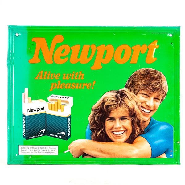 Newport Ciggerettes Embossed SST Advertising Sign