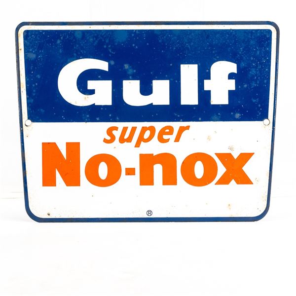 Gulf Super No Nox Porcelain Gasoline Pump Plate