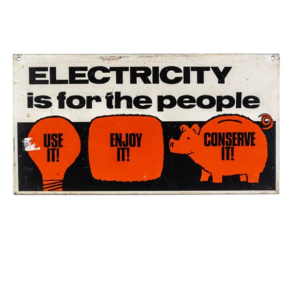 Vintage Electricity Conservation Advertising Sign
