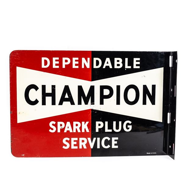 Champion Spark Plug Double Sided Porcelain Ad Sign
