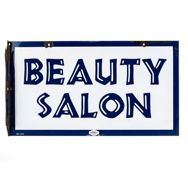 William Marvy Beauty Salon Porcelain Flange Sign`