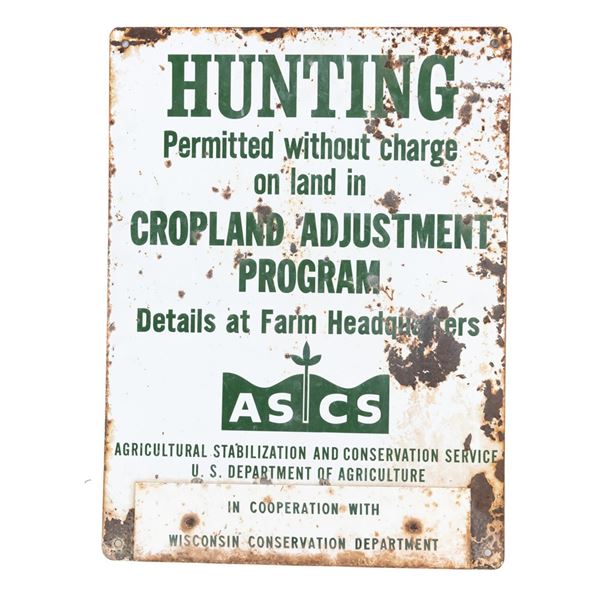 ASCS Wisconsin Conservation Dept Hunting Sign