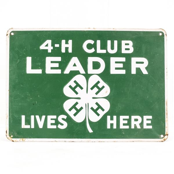 4-H Club Leader Embossed Tin Advertising Sign