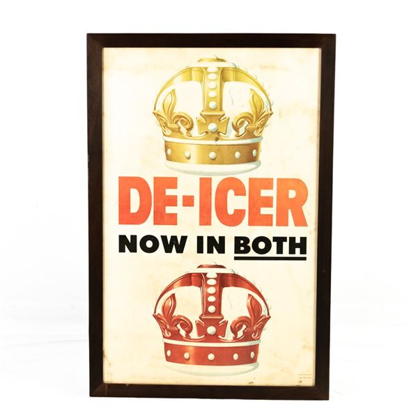 Crown Gasoline De-Icer Globe Framed Advertisement