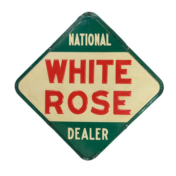 48" National White Rose Dealer Embossed AD Sign