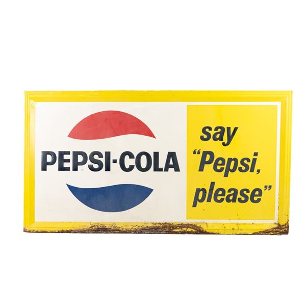 67" Say Pepsi Please Embossed SST Advertising Sign