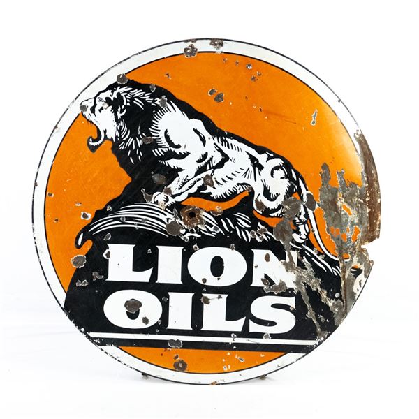 48" Lion Oil DSP Porcelain Advertising Sign