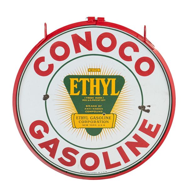 30" Conoco Gasoline DSP Porcelain Advertising Sign