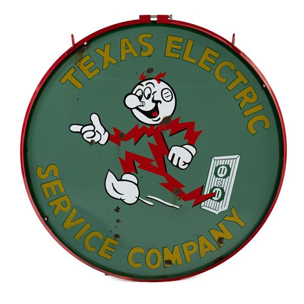 36" Texas Electric SSP Porcelain Advertising Sign