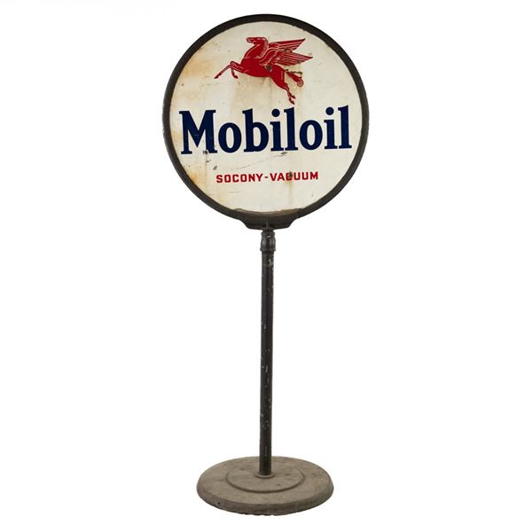 Mobiloil DSP Porcelain Advertising Lollipop Sign