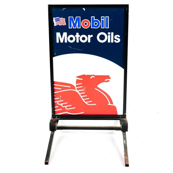 Mobil Oil Framed Roadway Sidewalk Advertising Sign