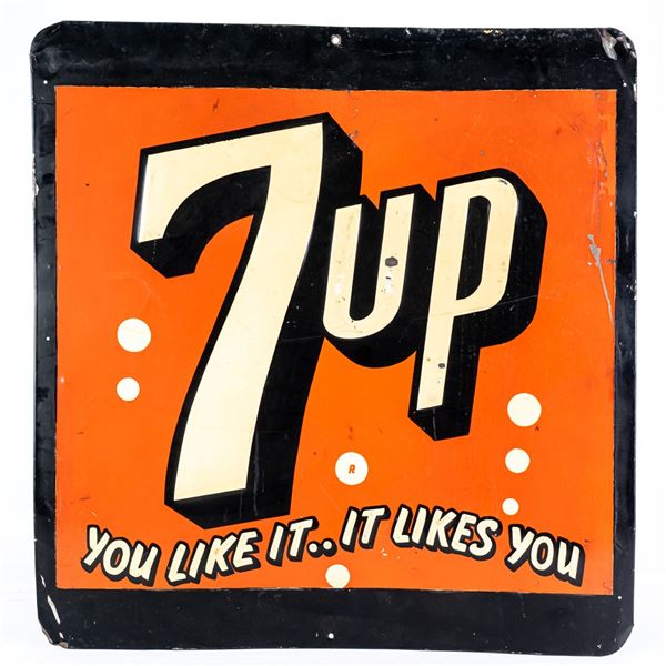 7 Up "You Like It" SST Embossed Advertising Sign