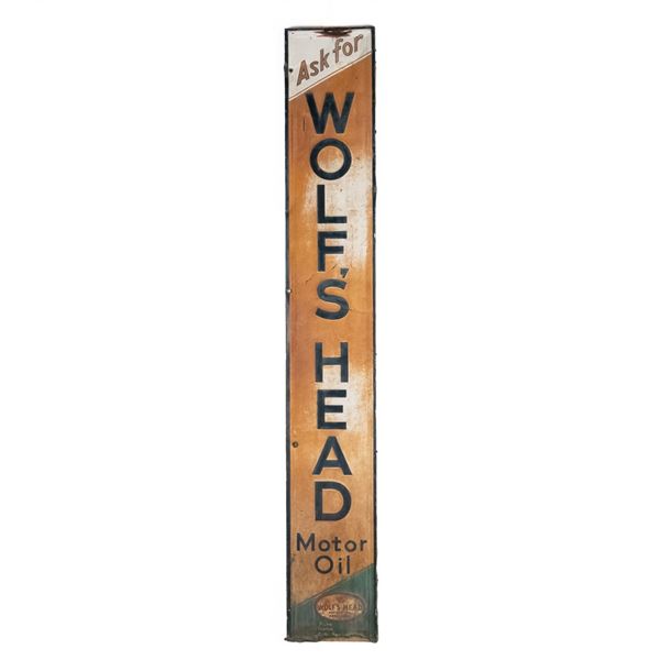 Wolf's Head OIL SST Embossed Advertising Sign