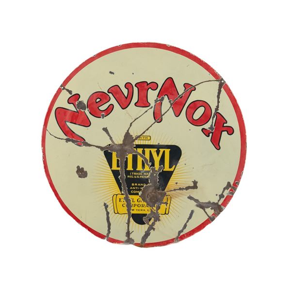 1930s Never Nox w Ethyl DSP Round Advertising Sign