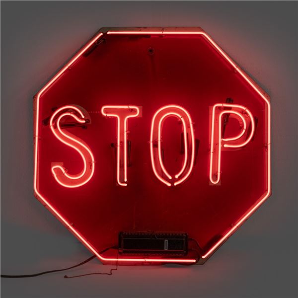 Vintage Stop Sign with Neon Accents