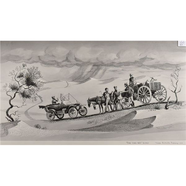 WESTERN PEN &INK SKETCH (MONTEAQUE)