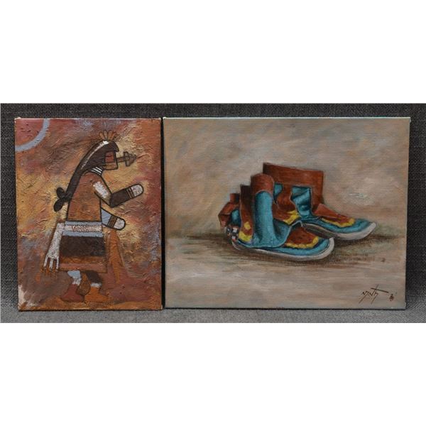 TWO HOPI PAINTINGS (NEIL DAVID)