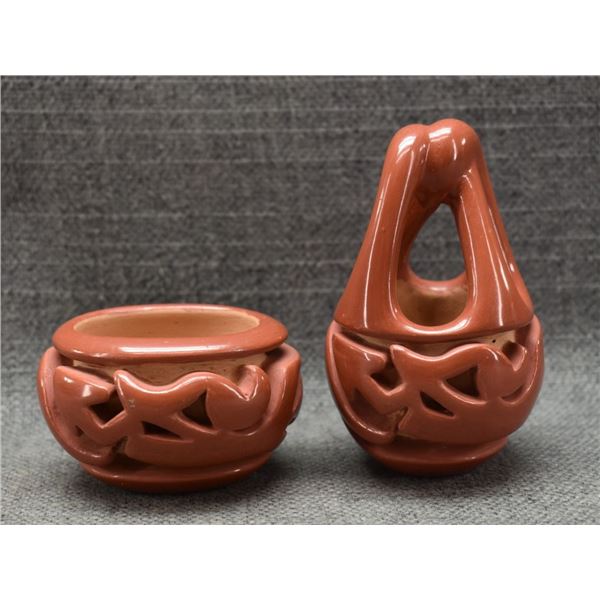 TWO SANTA CLARA POTTERY ITEMS (MARY)