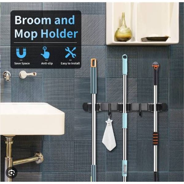 Hurfox Mop Holder for Dry and Bathroom Storage