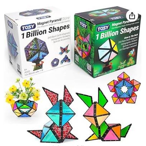 Tosy Magnet Pyramid and Glow Cube Set with 243 Rare Earth Magnets