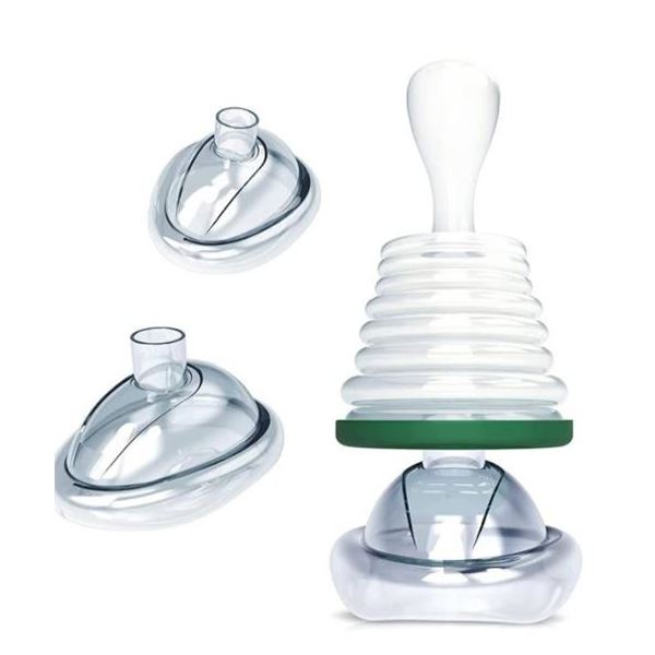 Choking Rescue Device with 3 Masks of Different Sizes in Green