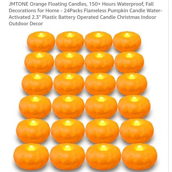 24 packs Halloween Pumpkins Floating Candles Set