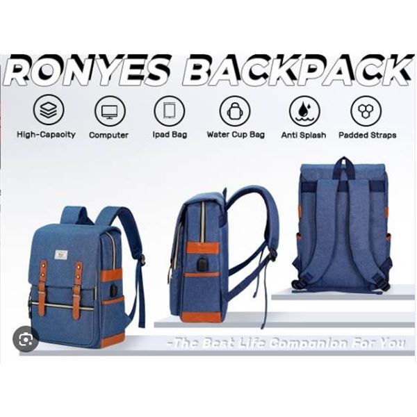 Ronyes College Backpack Blue (R-203-Lar) with Label Information