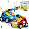 Image 1 : Prextex 2-in-1 Cartoon Police and Race Car Set with Two Remote Controls