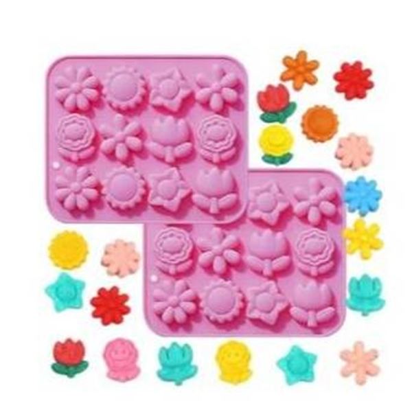 5 pc Flower Shape Silicone Candy and Baking Molds, 24-Cavity