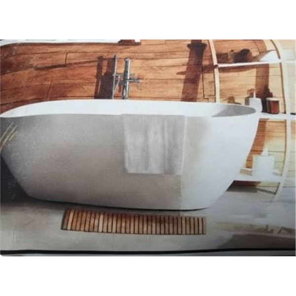 Two-Tone Weaving Bath Mat, 17 x 24 Inches, Dark Grey & Cream