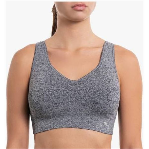Puma 2-Pack Seamless Sports Bra, Convertible Straps, Size Medium, Pink/Gray