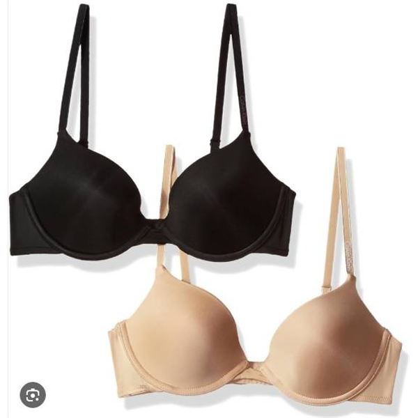 Calvin Klein 2 Pack Push-Up Plunge Microfibre Stretch Bras Size 34D