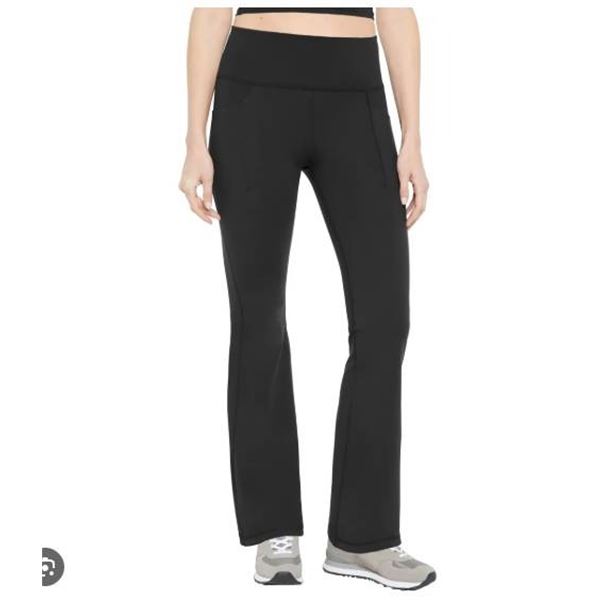GapFit Flared Legging With Side Pockets Black Stretch Fabric Size Med