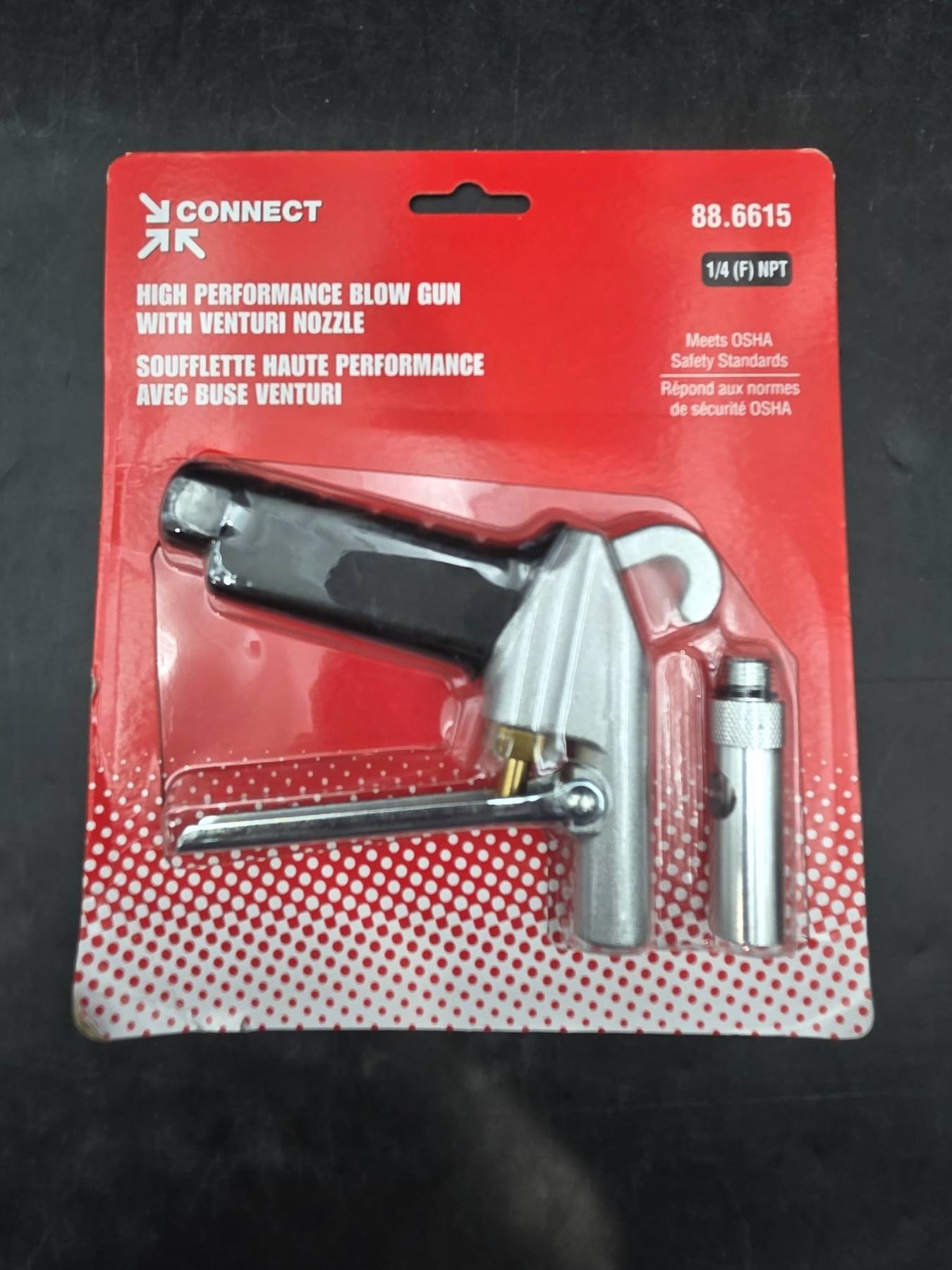 Connect 88.6615 High Performance Blow Gun with Venturi Nozzle, 1/4 NPT