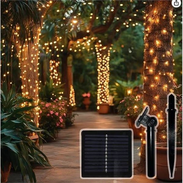 Lot of 4 –  Decor 100 LED Warm White Solar Lights for Indoor/Outdoor Use