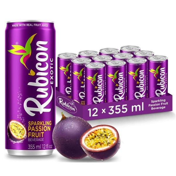 Rubicon Exotic Sparkling Passion Fruit Beverage 12-Can Pack