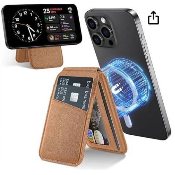 TTieszen Magnetic Wallet for MagSafe, Brown, with Adjustable Stand