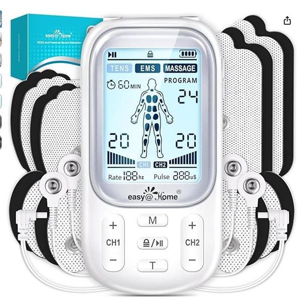 Easy@Home EHE020 TENS and Powered Muscle Stimulator with Accessories