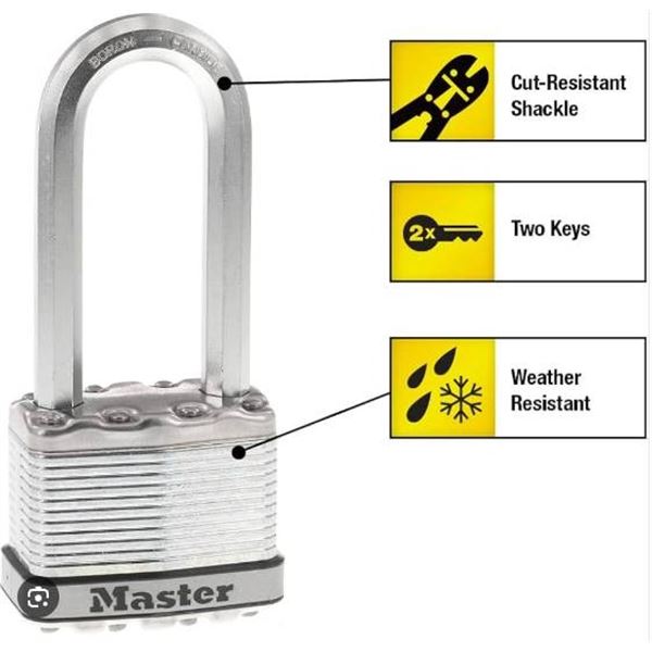 Master Lock M1BLCDLF Magnum Padlock with Key, 1-1/2 in. Shackle