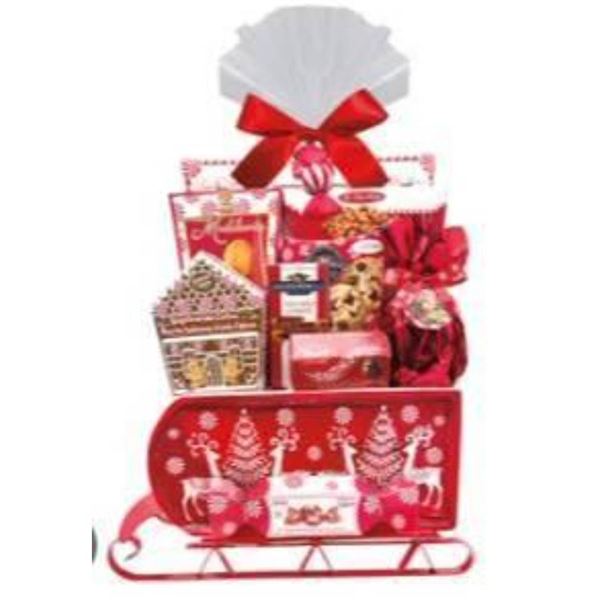Red Ceramic Serving Tray Set with Gingerbread House Design and Accessories