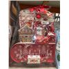 Image 2 : Red Ceramic Serving Tray Set with Gingerbread House Design and Accessories